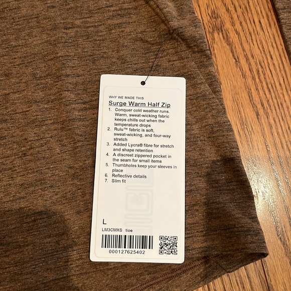 LULULEMON MENS SURGE WARM HALF ZIP JACKET SIZE L - Picture 6 of 7